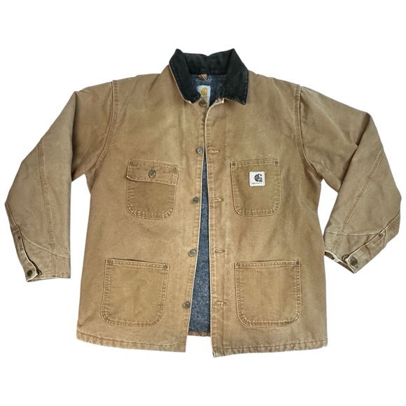 Vintage Y2K Carhartt Jacket Mens Large Blanket Lined Chore Coat Brown - Picture 1 of 14